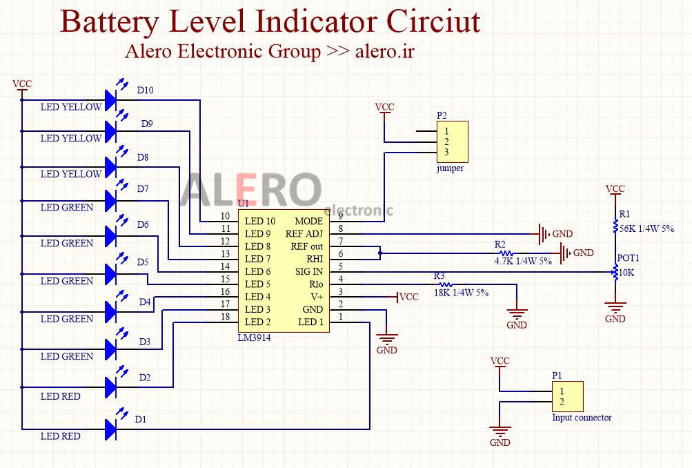 ساخت مدار نمایشگر سطح ولتاژ باتری 12 ولت