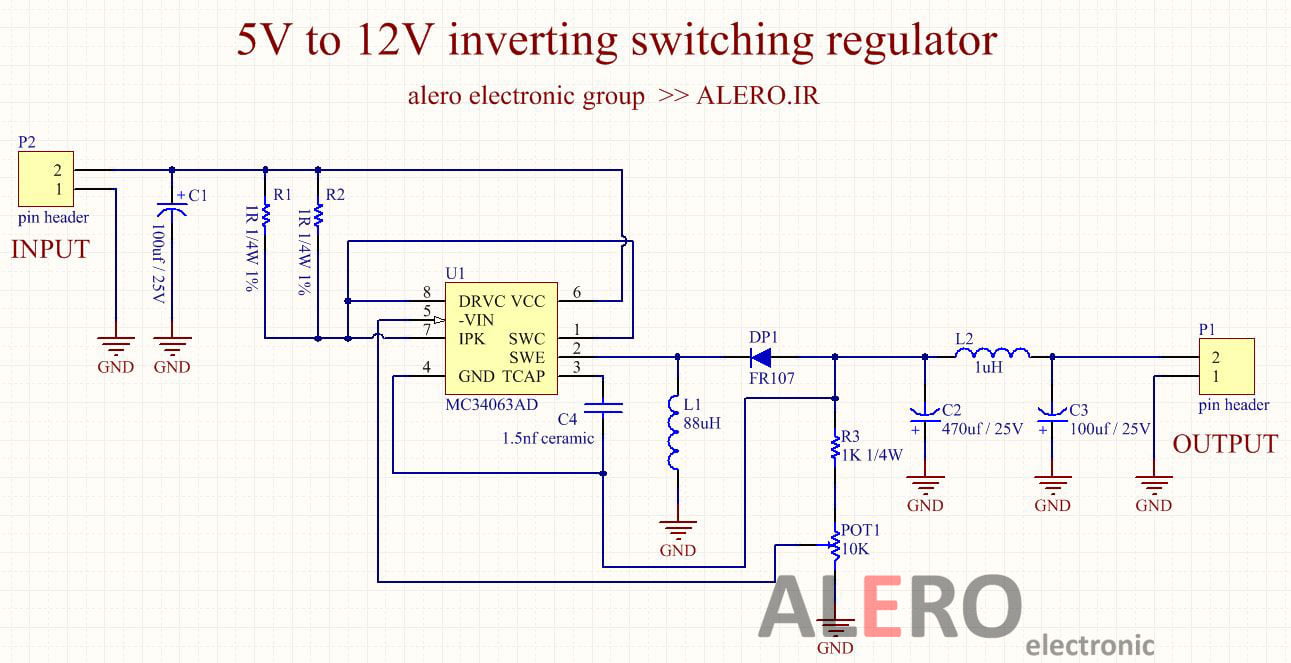 مبدل ولتاژ 5V به منفی 12V